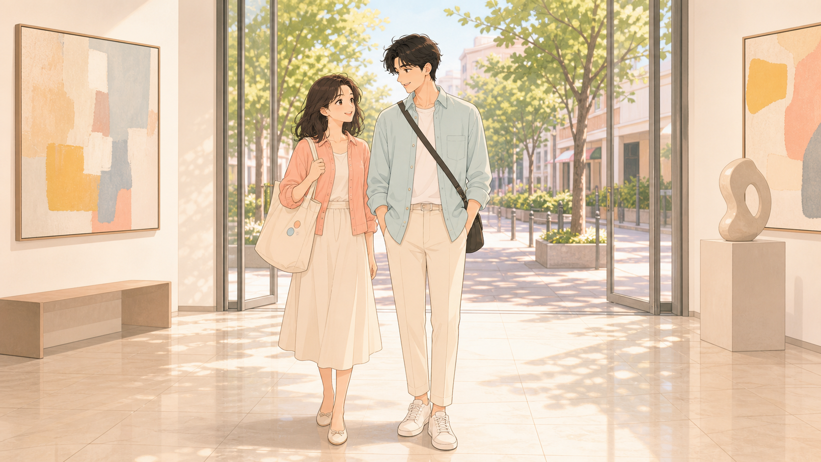 장소별 데이트룩 일러스트